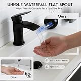Funime Basin Taps Mixers Waterfall Black Mono 1 Hole with G1/2 Hoses view 5