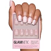 Glamnetic Press On Nails - Short Squoval, Velvet Fake Nails 30 Pc Full Kit | Spring-ready Pink press on nails in 15 sizes. Glossy glue-on set. chip-resistant, up to 2 weeks wear