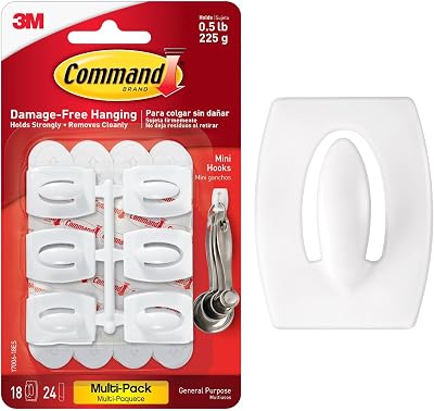 Command Mini Hooks Value Pack 18 Hooks 24 Strips White Damage Free