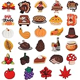 mortd Fall Shoe Decor Charms, 30PCS Thanksgiving Autumn Turkey Pumpkin Shoe Charms for Shoe Wristband Clog Sandals Decor, PVC Shoe Charm Accessories for Thanksgiving Party Favor Birthday Fall Gifts