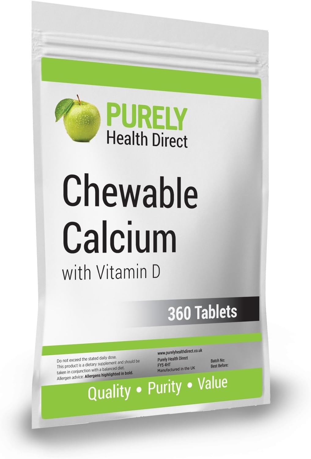 Chewable Calcium and Vitamin D3 - 360 Tablets Compliance to ISO 9001:2015 & BCMPA