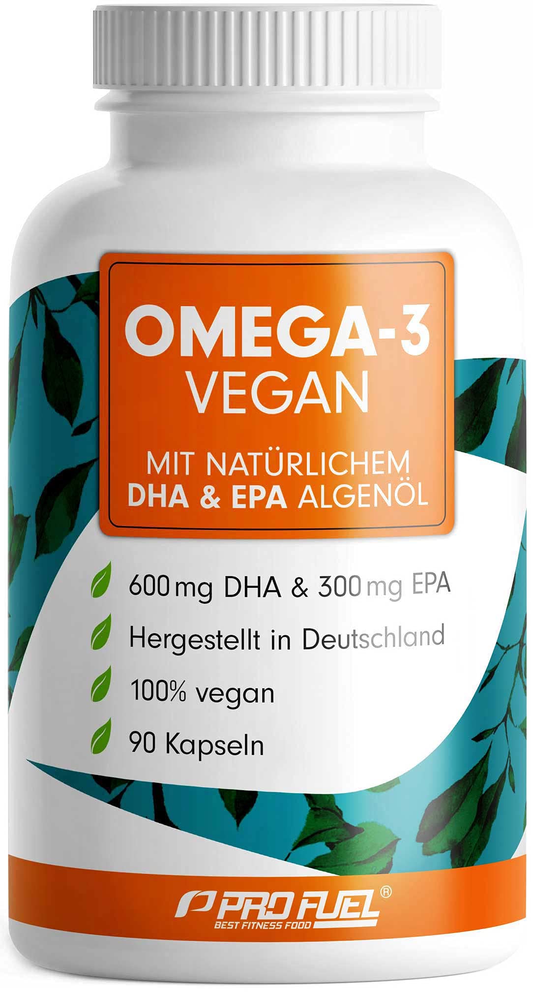 Omega-3 vegan Kapseln 120x - 2000 mg Algenöl pro Tag - hochdosiert mit 600mg DHA + 300mg EPA - hochwertige Omega-3 Algenöl Kapseln vegan - DHA:EPA Verhältnis 2:1 - laborgeprüft mit Analyse-Zertifikat