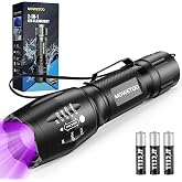 MOWETOO UV Flashlight with 395nm Black Light &amp; White Light | Dual Sources, Portable, Zoomable, Pet Urine Detector for Dog Cat Pee, ID Check, AC Leak, Resin, Scorpions