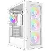 SAMA S40 ATX Mid-Tower Gaming PC Case, 4 ARGB Fans, USB-C, 360mm AIO White | Fan Hub Included, High Airflow Mesh Gaming Computer Case, Back-Connect Ready, 360mm AIO Support