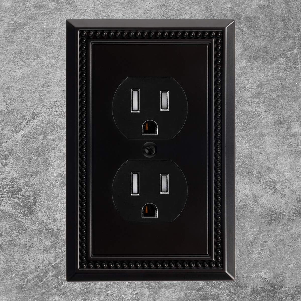 Harmon Designs Sunken Pearls Switch Plate/Wall Plate/Outlet Cover (Single Duplex 2PK, Matte Black) - - 