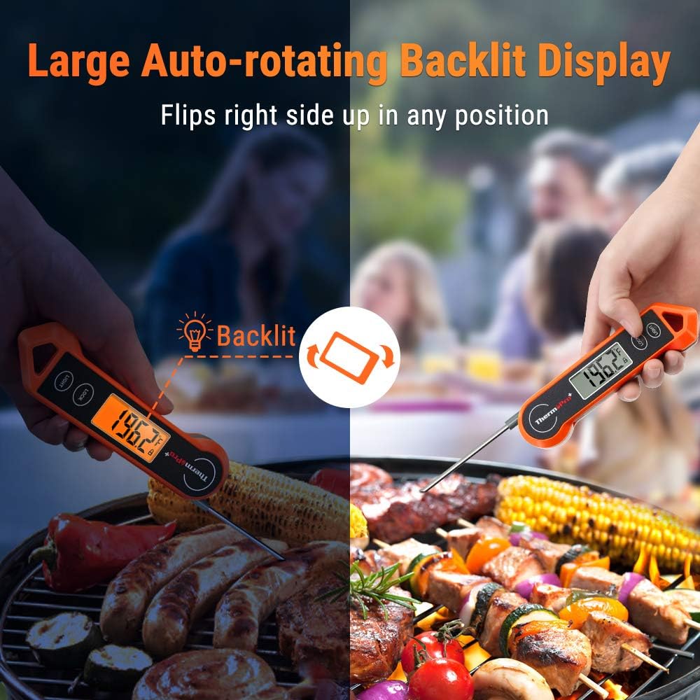 ThermoPro TP19H Waterproof Digital Meat Thermometer for Grilling with Ambidextrous Backlit and Motion Sensing Kitchen Cooking Food Thermometer for BBQ Grill Smoker Oil Fry Candy Thermometer: Kitchen & Dining