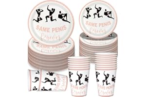 AISOSIKS Bachelorette Party Plates & Decorations - Naughty Plates, Cups & Favors Sets, Male Dancer Plates, Bridal Shower Supplies, Hen Party Sign