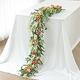 Mizii Red Artificial Flower Garland 6FT Fake Poppy Floral Garland Hanging Vines Spring Summer Flowers Decorations for Mantle Table Centerpieces Room Wall Fireplace Wedding Decor (Red)