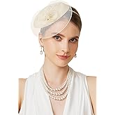 BABEYOND Fascinators Hats for Women - Tea Party Hat Kentucky Fascinator Derby Flower Mesh Pillbox Hat for Bridal Wedding