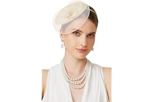 BABEYOND Fascinators Hats for Women - Tea Party Hat Kentucky Fascinator Derby Flower Mesh Pillbox Hat for Bridal Wedding