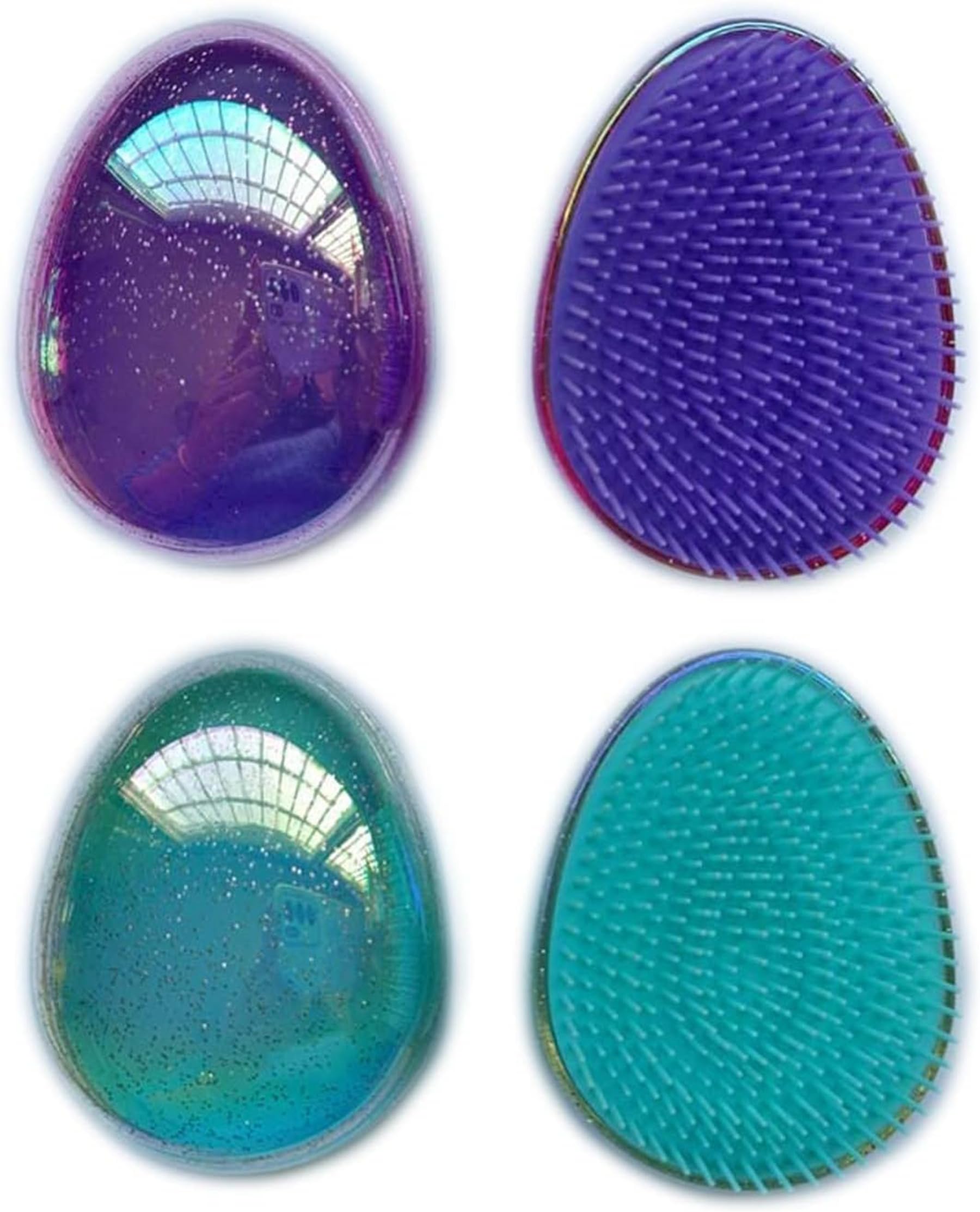 VinBee Detangler Hair Brush Detangling Hair Extension Brush for Women, Girls and Kids childrens Mini Compact Hair Brush Comb Wet Dry knot Long Hair-Purple and Emerald 2Pc Set