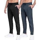 2 Pack Mens Fleece Lined Pants with Zipper Pockets,Winter Athletic Workout Warm Running Joggers Sweatpants for Men