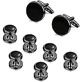 ORAZIO Cuff Links Mens Stainless Steel Cuff Links and Studs Set Gold Black Cufflinks for Men Tuxedo Studs Buttons for Formal Kit Business or Wedding Shirts