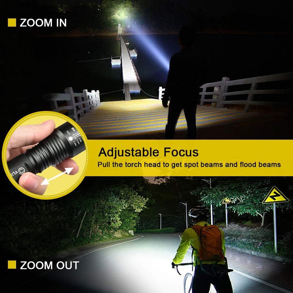 CVLIFE Tactical Flashlight LED Light 5 Modes Zoomable Water Resistant Handheld Mini Torch with Belt Clip, Best Camping Outdoor Emergency Flashlights, Rechargeable 18650 Battery Included: Home Improvement