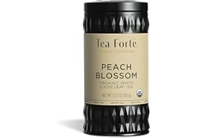 Tea Forte Peach Blossom Premium Organic Loose Leaf Caffeinated White Tea Blend Canister, Makes 35-50 Cups