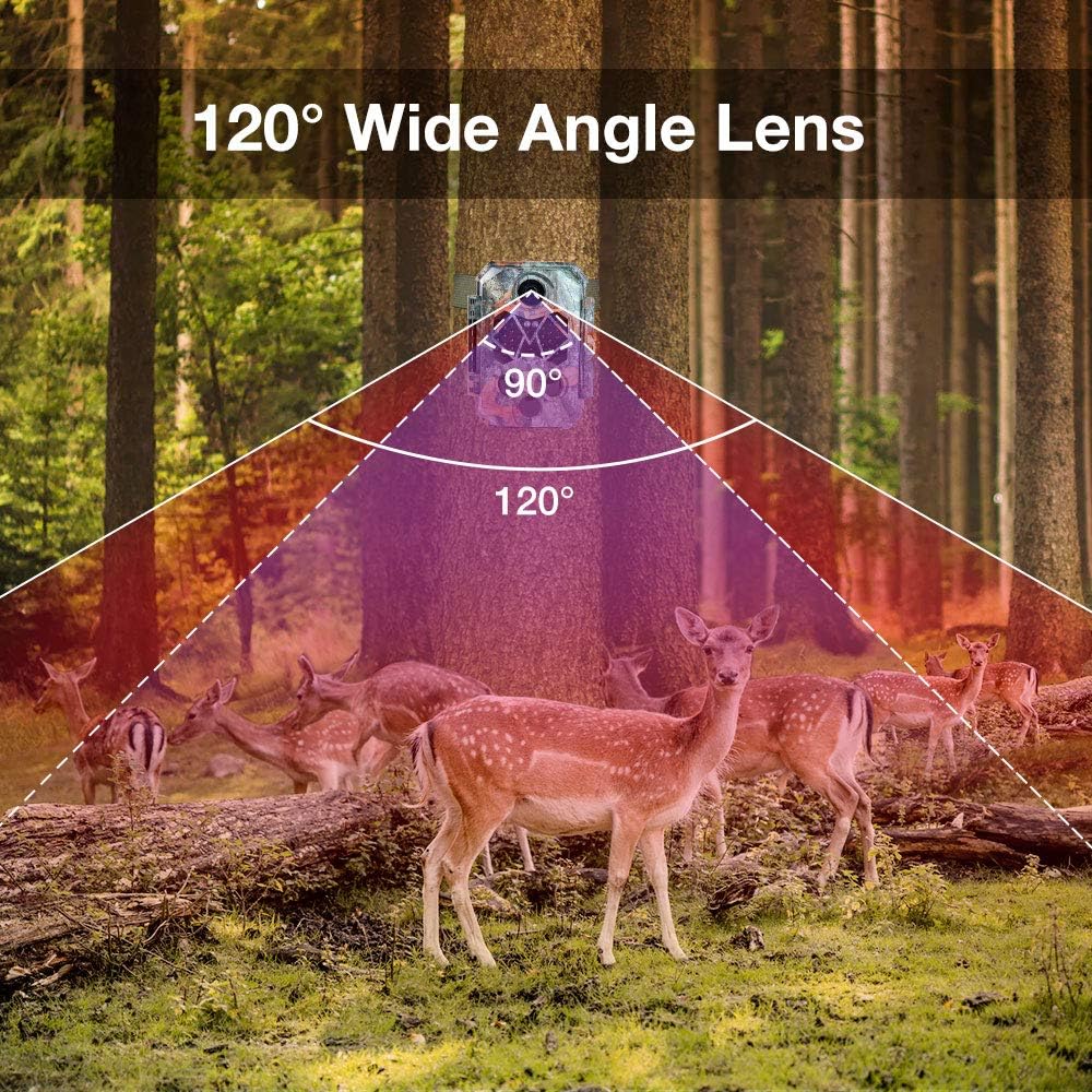 TIDEWE Trail Camera with 32GB SD Card, 32MP 4K Hunting Camera with 0.2s Trigger 3 PIR, 120° Range Night Vision 45 LEDs Waterproof Scouting Camera for Wildlife Monitoring, Home Security, Leaf : Sports & Outdoors