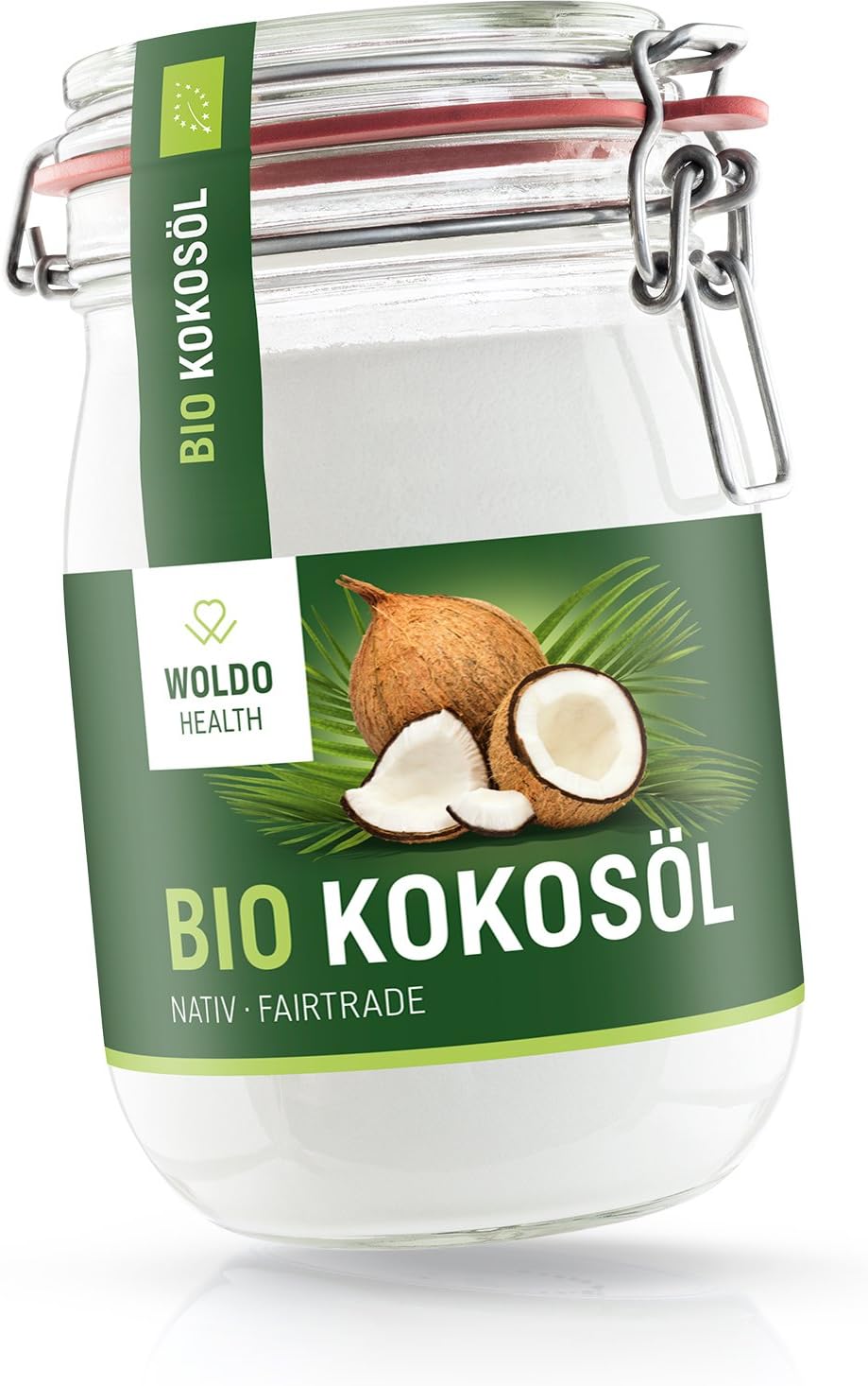 WoldoHealth Pure Coconut Oil Organic Raw Extra Virgin Cold-Pressed Fair Trade 1000ml