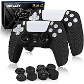 SIKEMAY Controllers Skin, 2Pcs Anti-Slip Silicone Controllers Cover with 8 Grips, Controller Accessories Protective Cover Case for Controller - Black