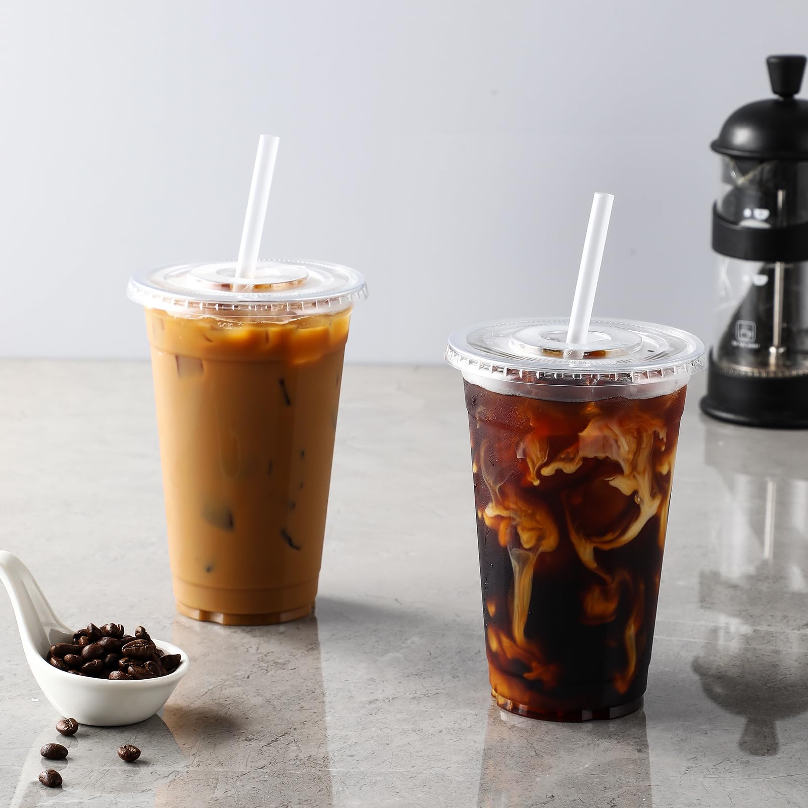 Mua AOZITA 100Pack, 16 oz Plastic Cups With Lids and Straws, Disposable ...