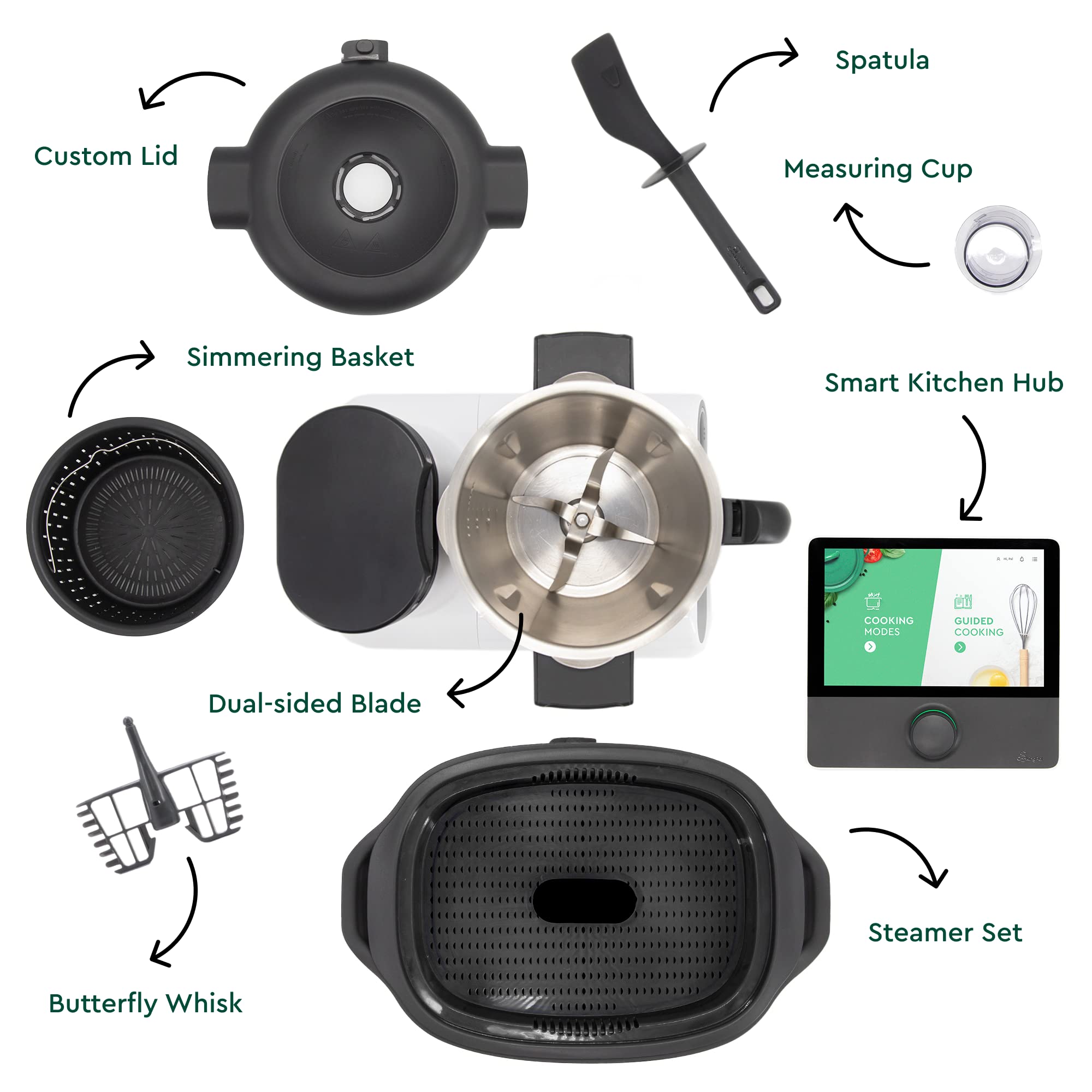 Multo By CookingPal, Smart Multi-Functional Stainless Steel Food Processor Guided Recipes | WiFi Built-In | Chop, Knead, Steam And Cook All-In-One Cooker