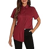 GUANYY Womens Classic-Fit Dress Shirts Short Sleeve Button Down Shirt Casual Work Office Business Wrinkle-Free Blouse