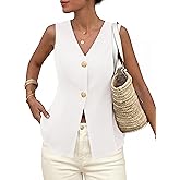 PRETTYGARDEN Womens Summer Sleeveless Suit Vest Tops 2026 Dressy Button Down Business Casual Blazer Waistcoat Spring Clothes
