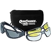 Global Vision Quikchange Motorcycle Sunglasses Padded Frame with 3 Interchangeable Lenses Clear Smoke Yellow for Riding