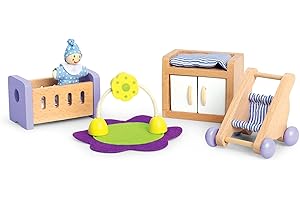 Hape Wooden Doll House Furniture Baby's Room Set
