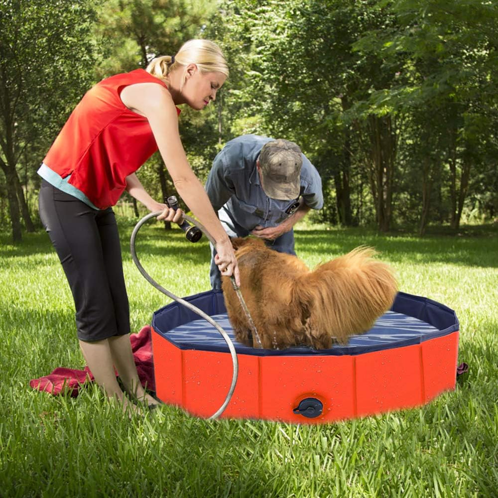 JIIKOOAI PVC Pet Foldable Swimming Pool Dogs Cats Bathing Tub Portable