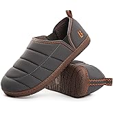 LongBay Men's Outdoor Slippers Two Tone Warm Memory Foam Slip On Indoor House Shoes bedroom Loafers