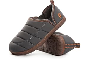 LongBay Men's Outdoor Slippers Two Tone Warm Memory Foam Slip On Indoor House Shoes bedroom Loafers