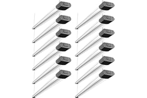 BBOUNDER 12 Pack Linkable LED Shop Light with Reflector, Super Bright 6500K Cool Daylight, 4400 LM, 4 FT, 48 Inch Integrated Fixture for Garage, 40W Equivalent 250W, Surface & Suspension Mount, Black
