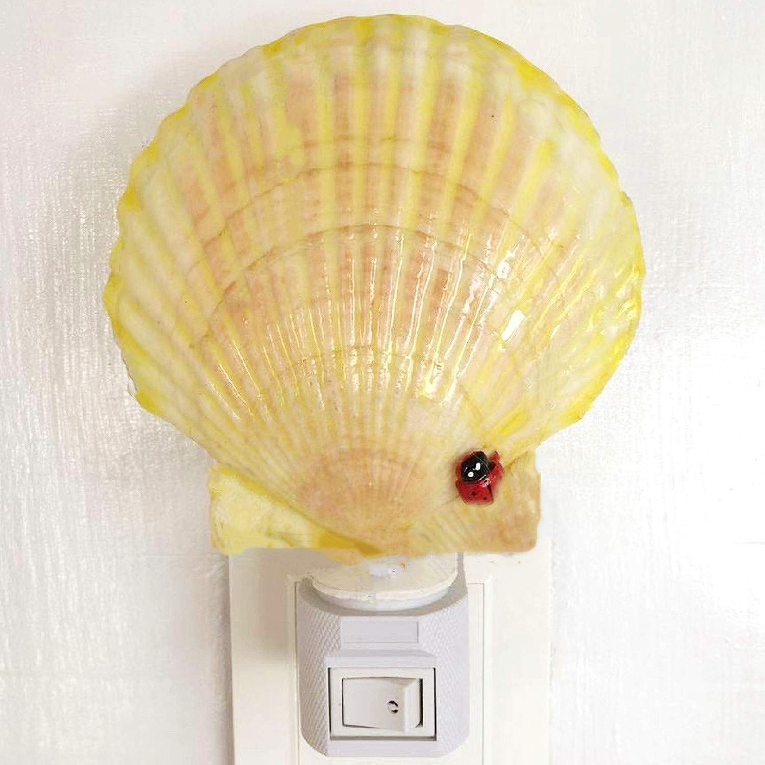Natural Sea Shell Night Light Plug in，Resin Covered & Enforced (Gold), LED Wall lightPlug