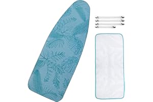 Ironing Board Cover for 18" x 49", Extra-Wide Pad with Elastic Edge, Thick Padding, Anti-Scorch, Bonus Mesh Cloth
