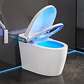 Smart Toilet with Bidet Built in - with Auto Soft Open&amp;Close, Auto Flush | One Piece Toilet with Remote, Instant Warm Water &amp; Air Dryer, Heated Seat, LED &amp; Night Light, Self-Cleaning, Full/Half Flush