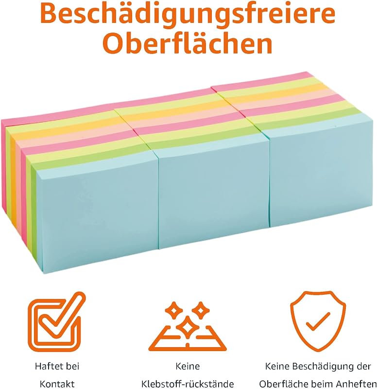 Mini-Haftnotizen, 24 Blöcke, Selbstklebende Notizblöcke, Verschiedene Farben, 3,5cm x 5cm