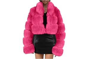 YRAETENM Womens Faux Fur Coats Cropped Long Sleeve Open Front Fluffy Short Coats Winter Warm Thicken Fuzzy Teddy Jackets