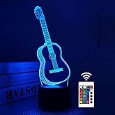 FULLOSUN 3D Night Light Guitar Gifts for Music Lover, 3D Illusion Lamp with Remote Control &16 Colors Changing Amazing Idea Choice for Musical Instrument Shop Home Party Supply Decoration Xmas