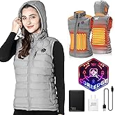 COREEDGE Heated Vest for Women with Detachable Heated Hood, Smart Electric Vest Rechargeable 4 in 1 Smart Controller Black