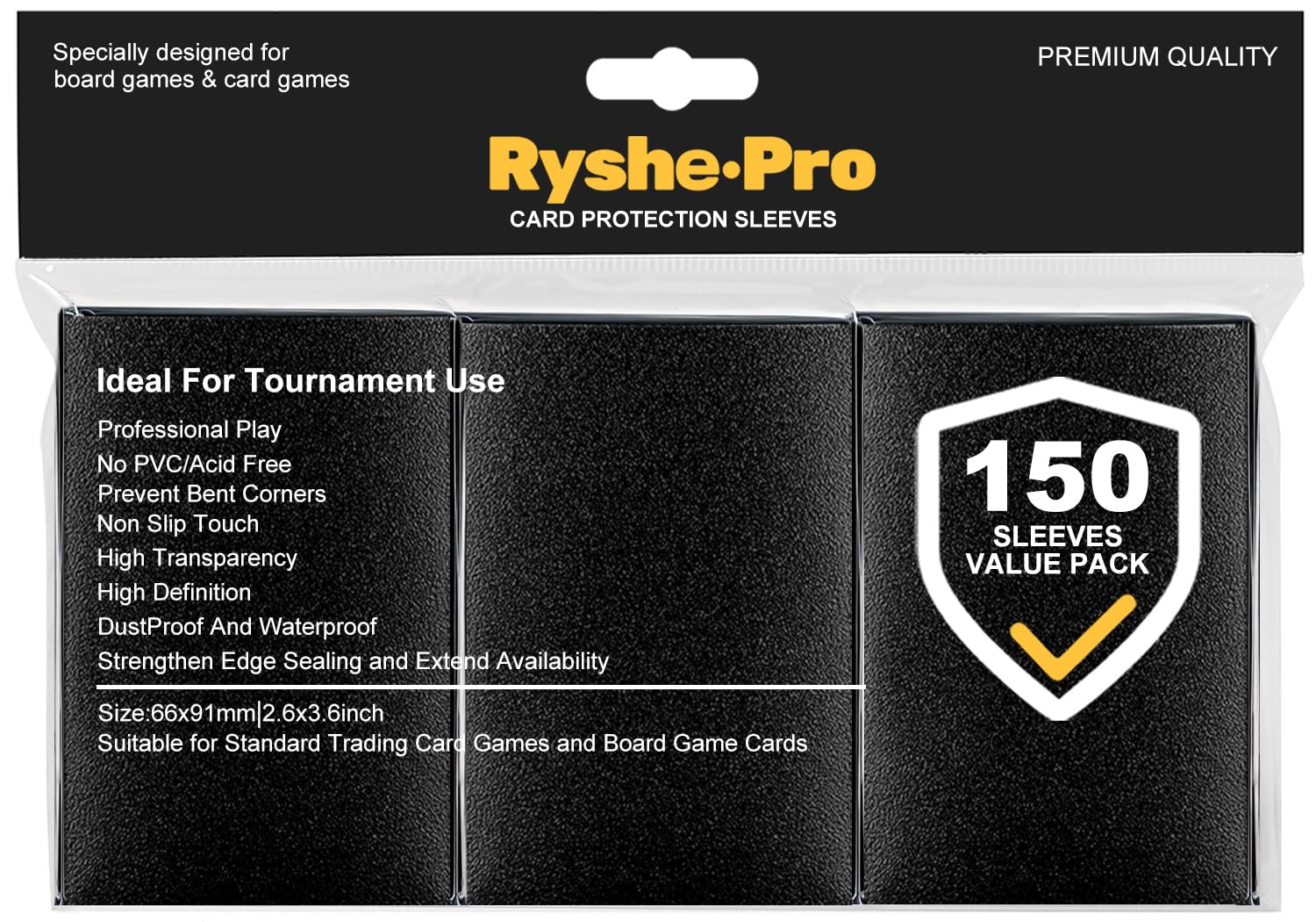 Photo 1 of 150 Pcs Matte Black Card Sleeves 2.6''x3.6''(66x91mm) Compatible with Standard Sized Trading Card, Fit for MTG PTCG Game Card, Baseball Card, Sport Card