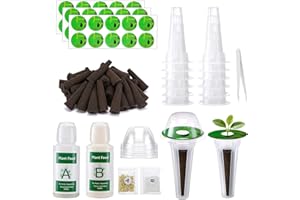 129Pcs Hydroponic Pods with A&B Plant Food, Compatible with Aerogarden, Hydroponic Pods with 50 Grow Sponges, 50 Plant Labels