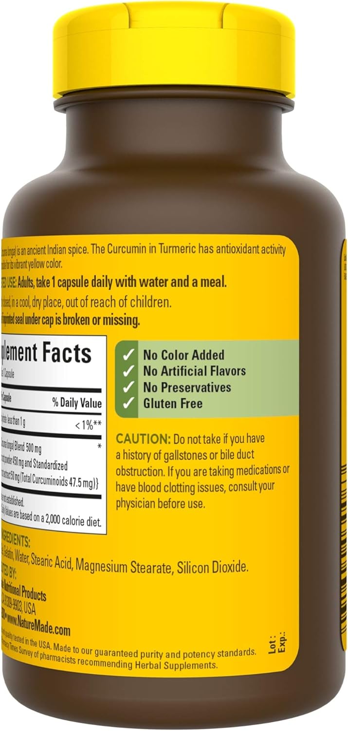 Nature Made Turmeric Curcumin 500 mg Capsules, 120 Count for Antioxidant Support: Health & Personal Care