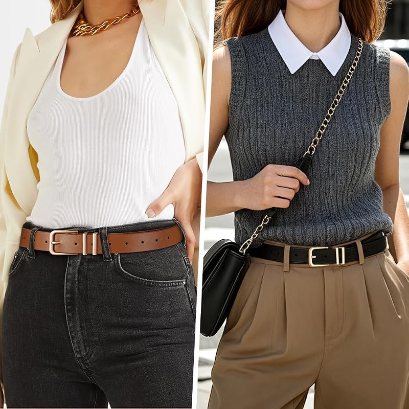 Cintos femininos, cinto ajustável de 3 peças para senhoras da moda com fivela de liga leve, cinto clássico de moda de 100 cm, cinto de jeans para jeans, calças, vestidos