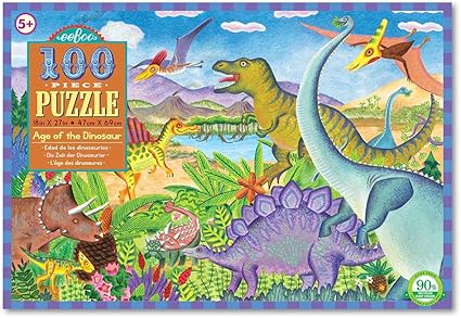 eeBoo Age of The Dinosaur Puzzle for Kids, 100 Pieces