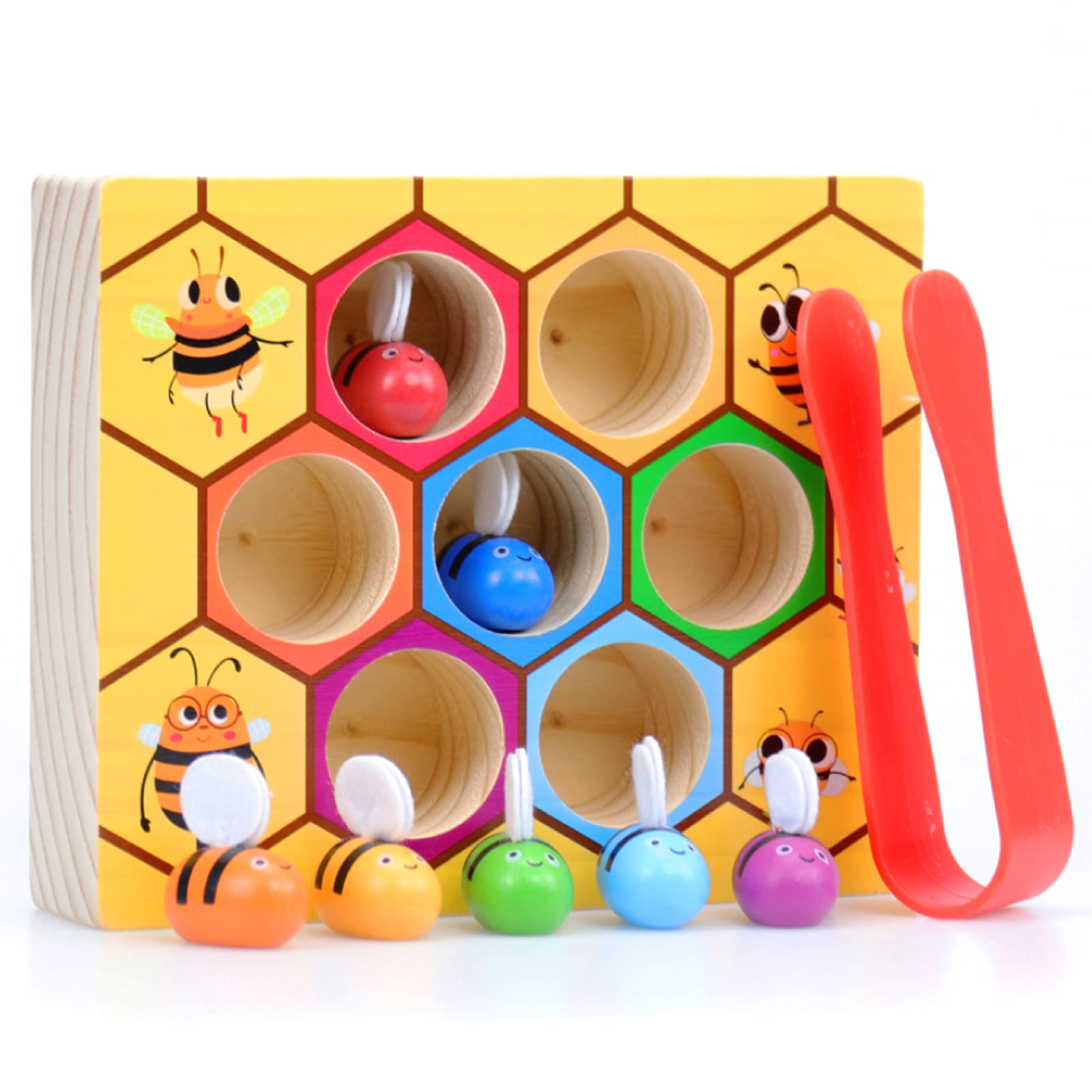 Photo 1 of WOOD CITY Toddler Fine Motor Skills Toys, Bee to Hive Matching Game, Wooden Color Sorting Toy for Toddler 2 3 Years Old, Montessori Preschool Learning Toys Gift for Children
