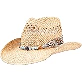 MIX BROWN Straw Cowboy Hats Cowgirl Hat Western Cowboy Hat Rancher Hat for Men Women, Exquisite Decoration Band