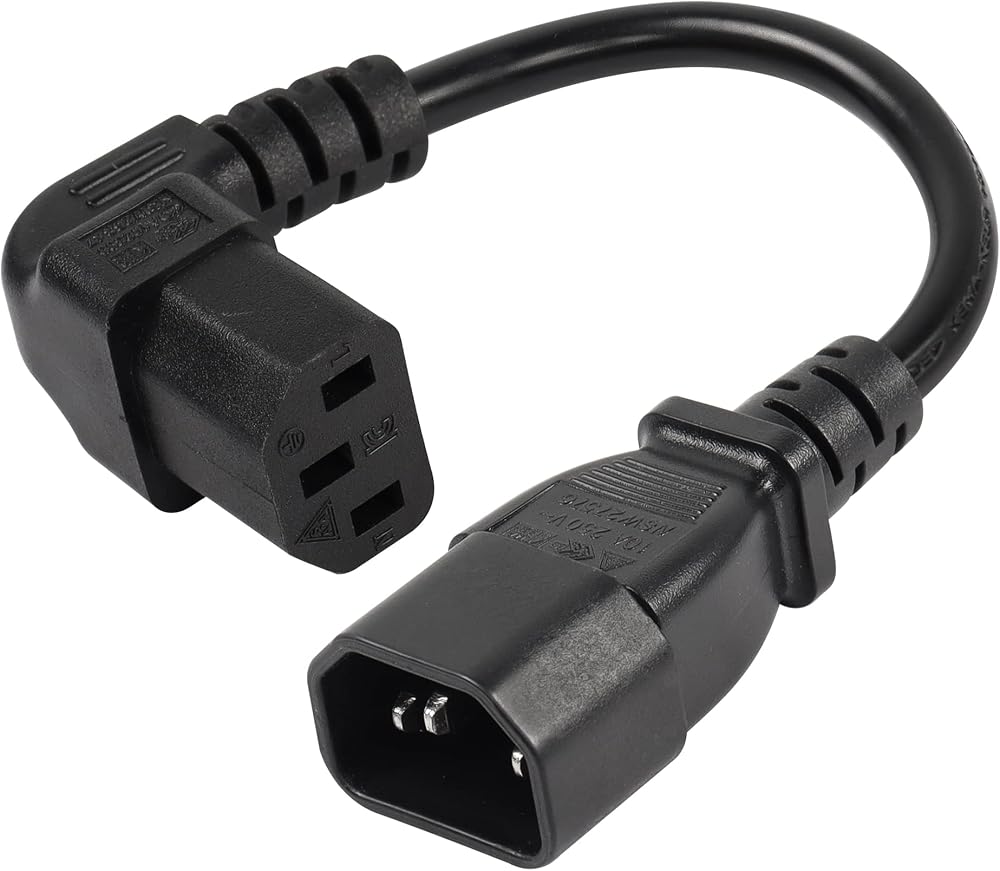 CERRXIAN C14 Male to Down Angle C13 Female PDU Power Cable 0.2M 7.8 Inch