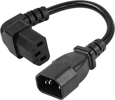 CERRXIAN C14 Male to Down Angle C13 Female PDU Power Cable 0.2M 7.8 Inch