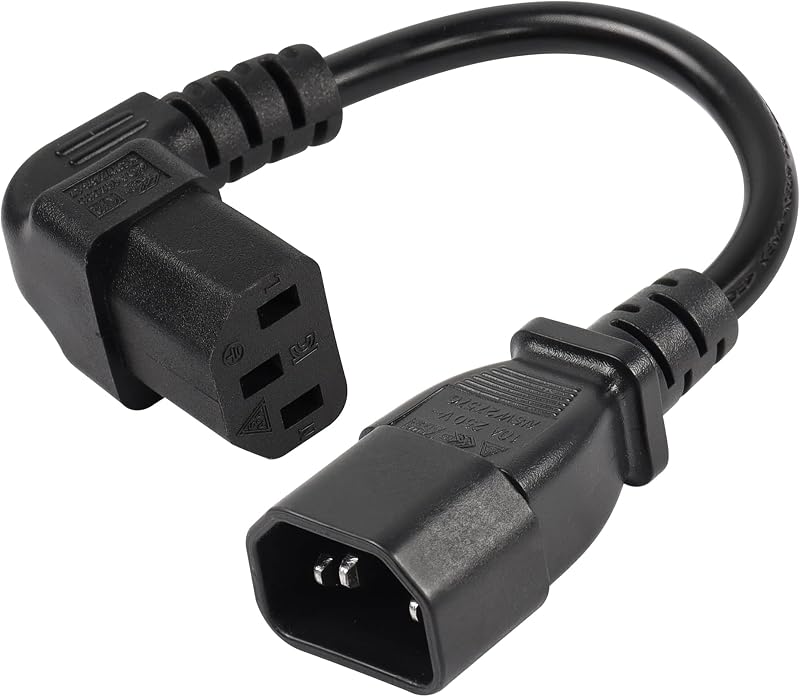 CERRXIAN C14 Male to Down Angle C13 Female PDU Power Cable 0.2M 7.8 Inch