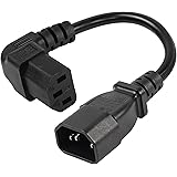 CERRXIAN 20cm 90 Degree IEC 320 C13 to C14 PDU Power Cable,C14 Male to Down Angle C13 Female Power Supply Extension Cord for